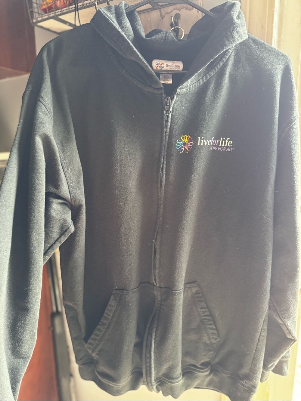 Live for Life Black Hoodie Zip-Up for Kids